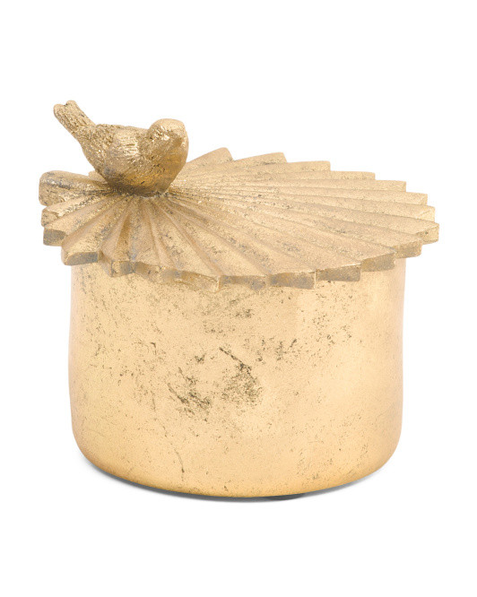 5x4 Circular Trinket Box With Lidded Bird Detail | Home | Marshalls | Marshalls