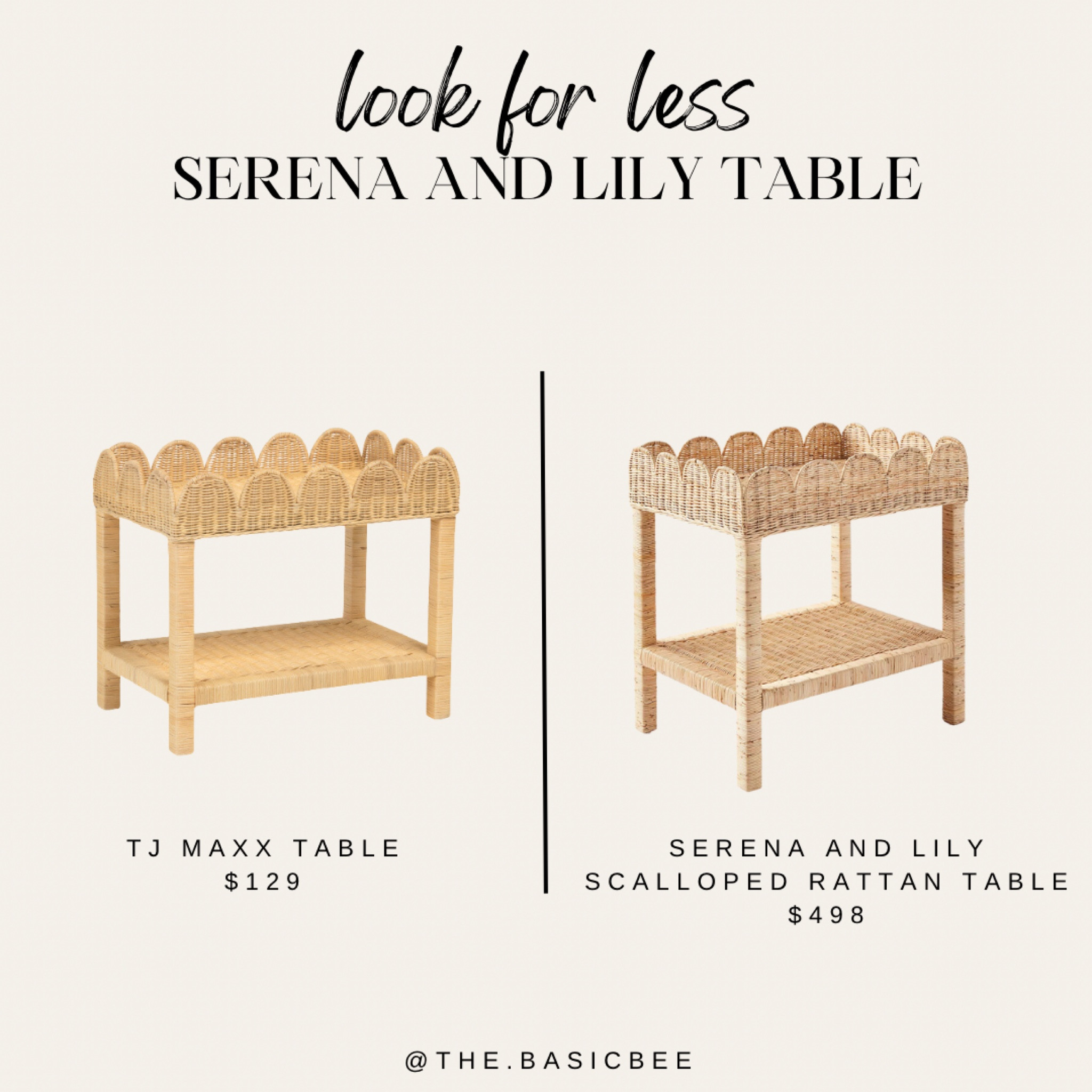 Serena and Lily dupe at TJ Maxx! Can’t believe what a good look for less this is


Look for less, furniture dupe, pottery barn dupe, side table, rattan table, scalloped 

#LTKSaleAlert #LTKHome