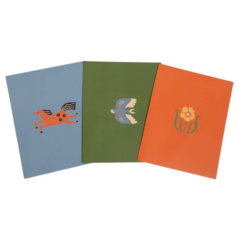 Pearhead Wild Folk Art 2-Pocket Folders Set of 3 - Floral, Bird, Fox Designs | Walmart (US)