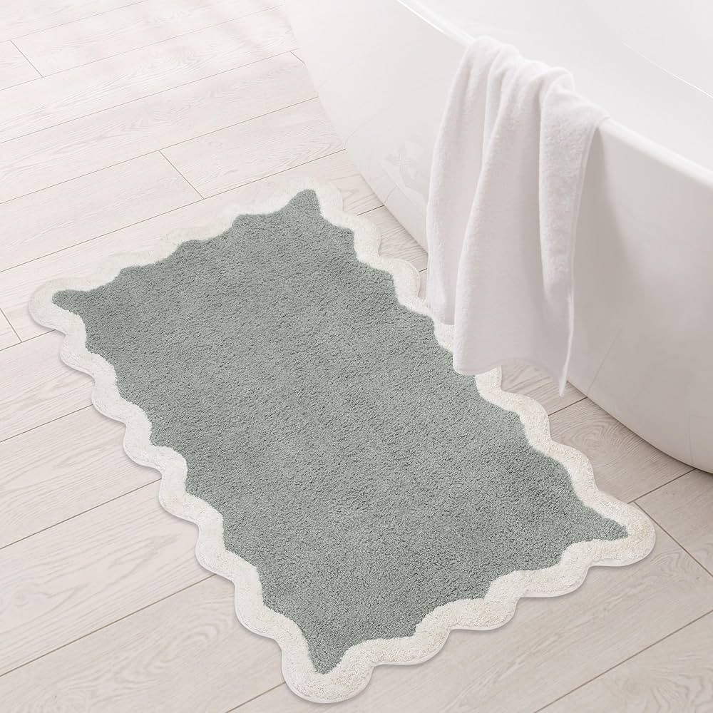 Folkulture Bathroom Rug | (20 X 32) Bath Mats for Bathroom Décor | Sage Green Bath Rug | Bathroo... | Amazon (US)