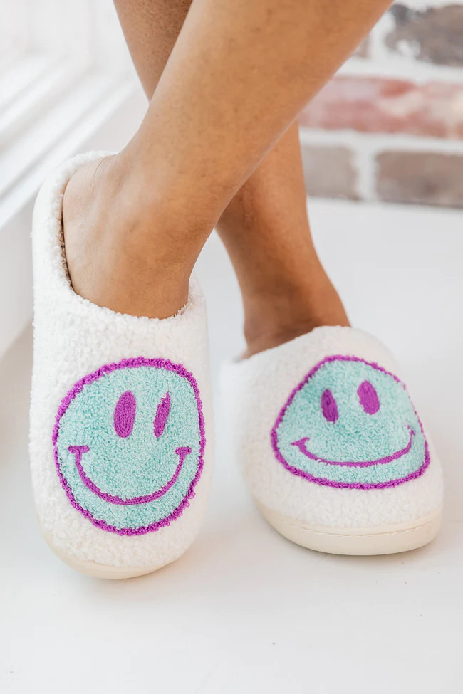 Green Smiley Slippers | Pink Lily