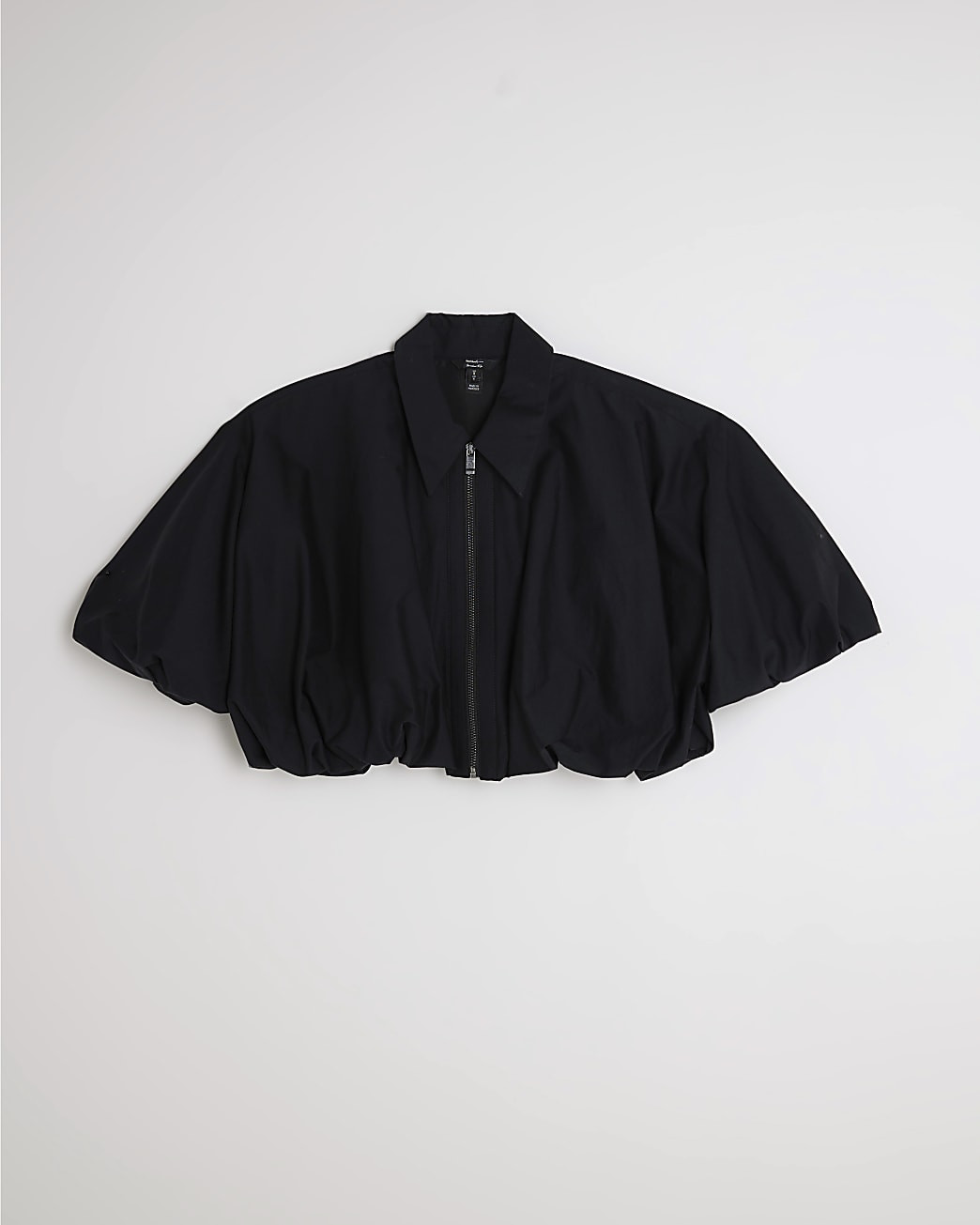 Black Bubble Hem Zip Front Cropped Shirt | River Island UK & IE