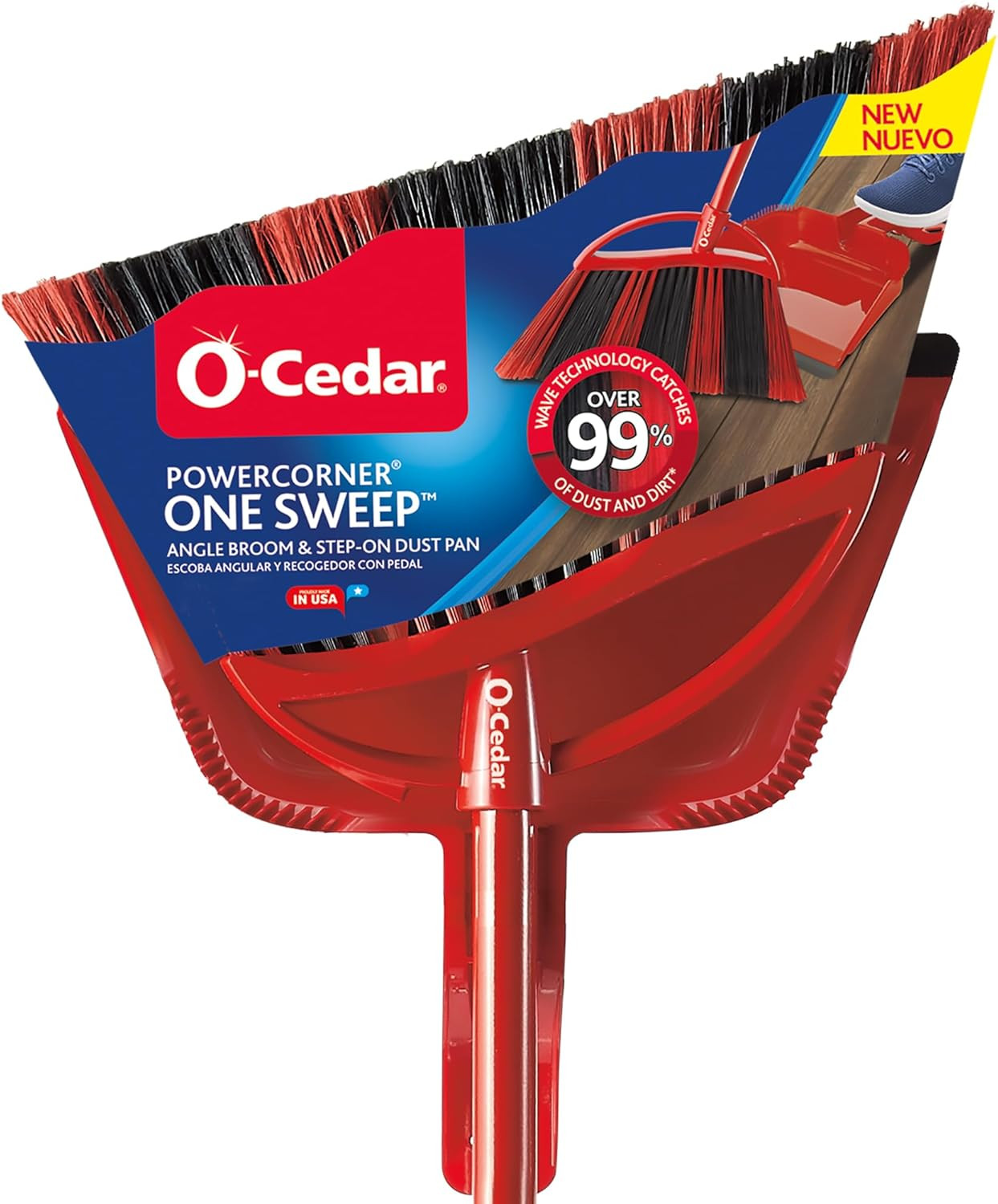 O-Cedar PowerCorner One Sweep Broom with Step-On Dustpan and 3-Piece Handle | Amazon (US)