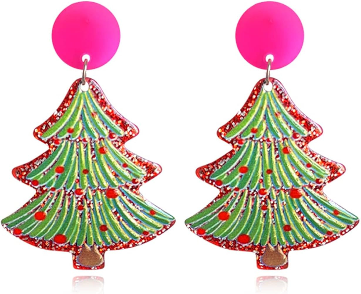 Unique Personality Acrylic Christmas Tree Truck Earrings Handmade Lightweight Creative Cartoon Ch... | Amazon (US)