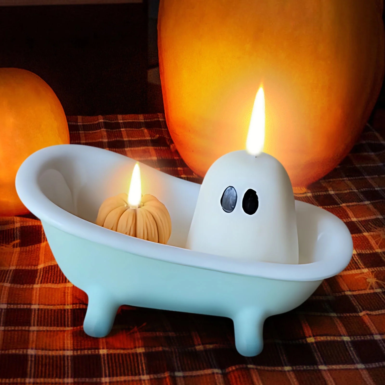 Cute Halloween Ghost Pumpkin Candle, Small Ghost in the Bathtub Candle, Ghost Pumpkin Candlestick... | Walmart (US)