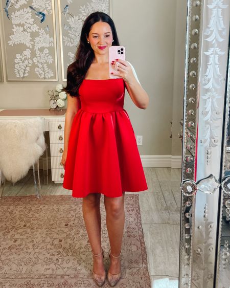 15% OFF code: BRITT15 ❤️ this red dress is the perfect holiday party dress / Christmas party dress! I’m 5’1 wearing size S and it runs small. It  fits more like an XS but the straps are a tad bit long on me! 



#LTKHoliday #LTKfindsunder100 #LTKparties