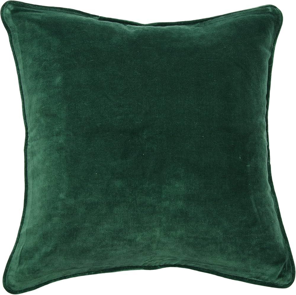 Creative Co-Op Square Velvet Piping, Green Pillow | Amazon (US)
