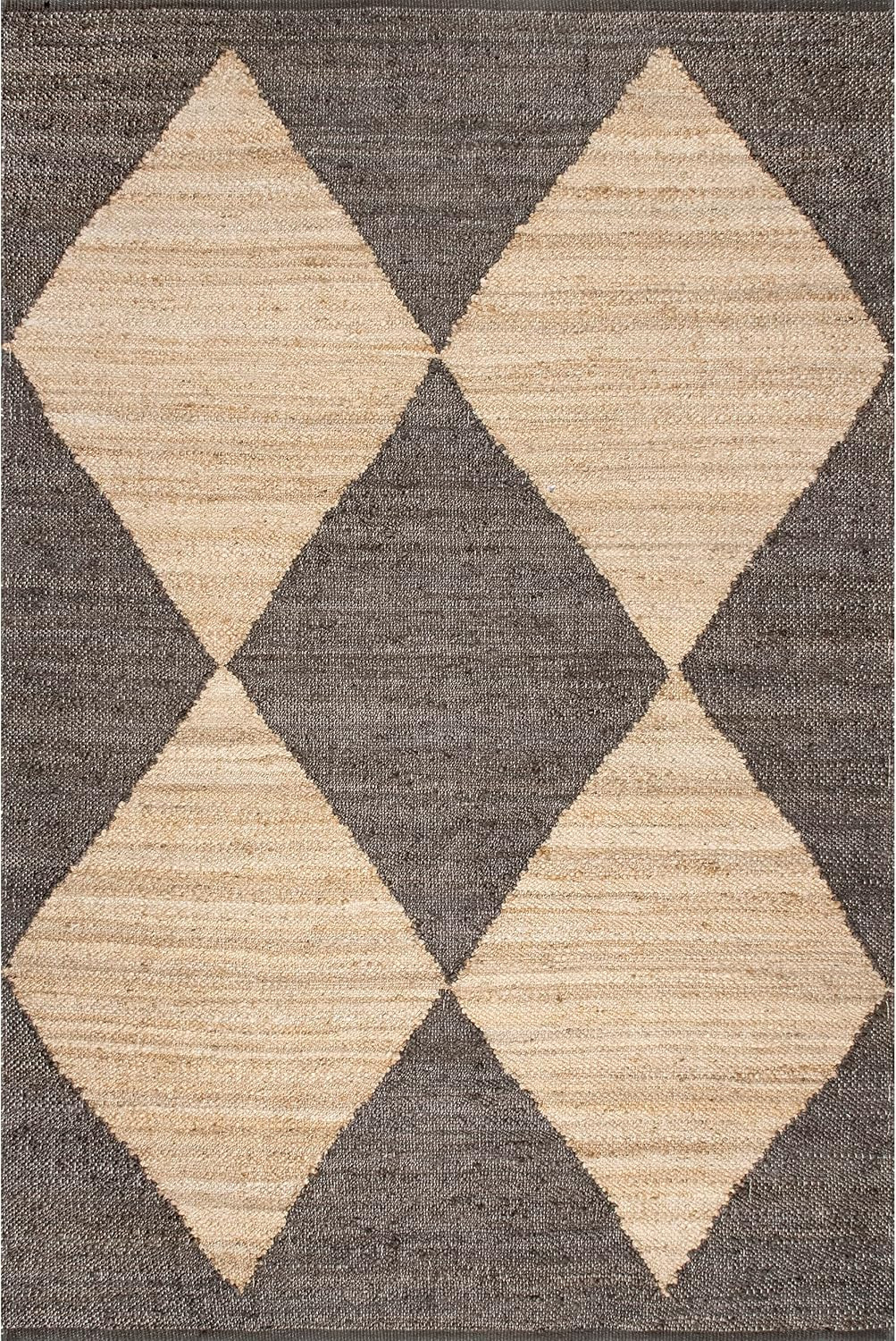 nuLOOM Pandora Diamond Jute Area Rug - 3x5 Jute Accent Rug Global Inspired Black/Ivory Rugs for D... | Amazon (US)