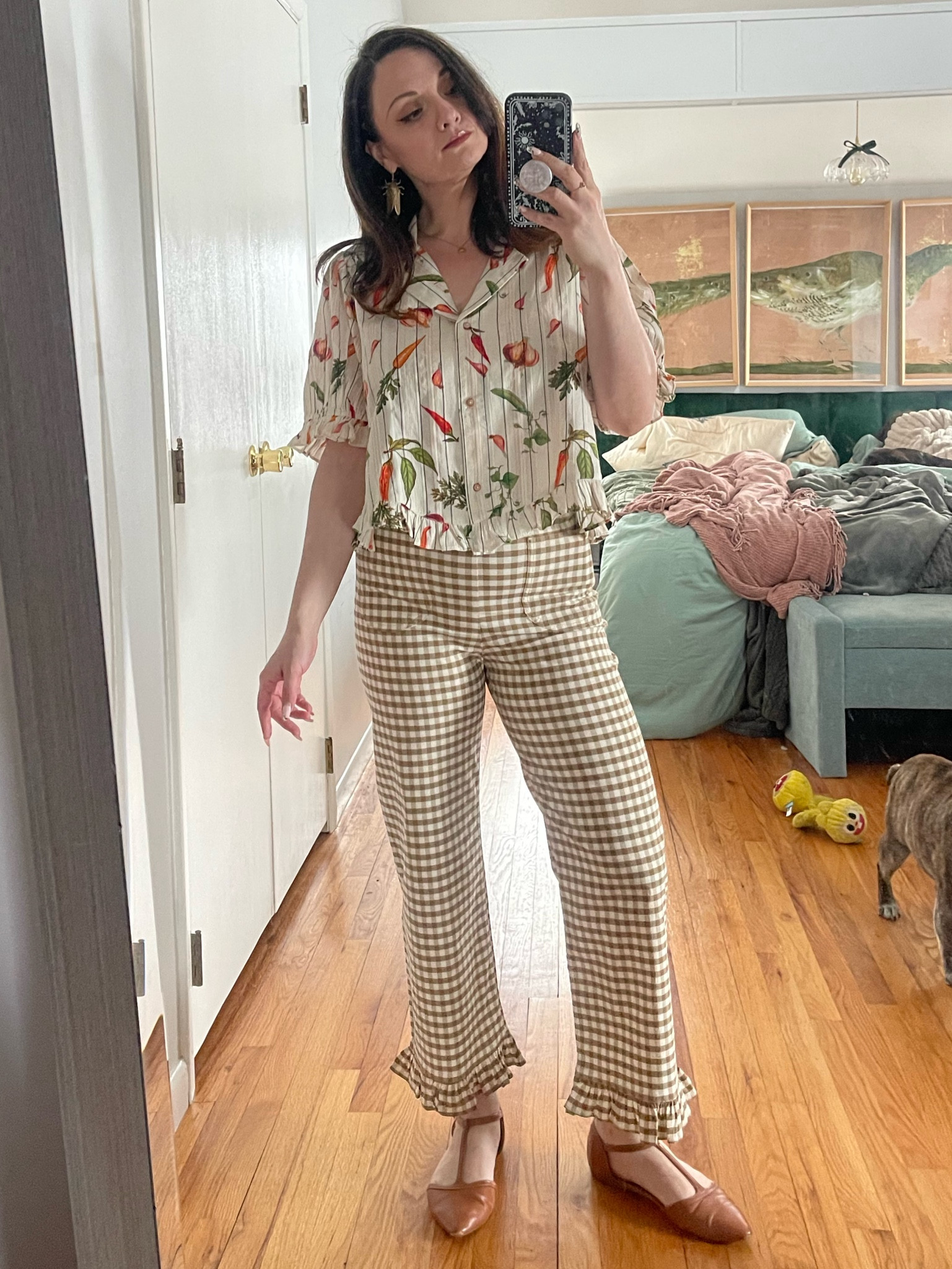 Not my usual, but this Maeve number yesterday is the epitome of all the things I love in this moment. Lol.

Size 6 outfit, spring outfit, summer outfit, brown gingham pants, beige gingham pants, neutral outfit, vegetable blouse, vegetable shirt, Anthropologie finds 

#LTKTravel #LTKSeasonal #LTKStyleTip