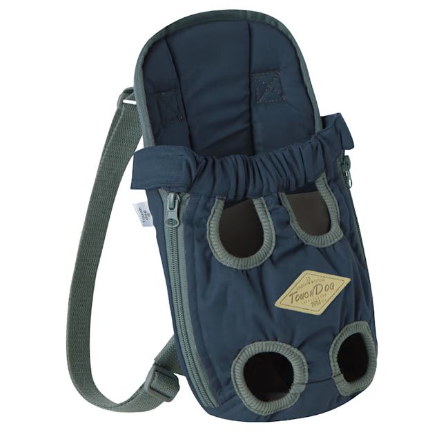 Touchdog Navy 'Wiggle-Sack' Fashion Designer Front and Backpack Dog Carrier, 6" L X 7.5" W X 12.8... | Petco