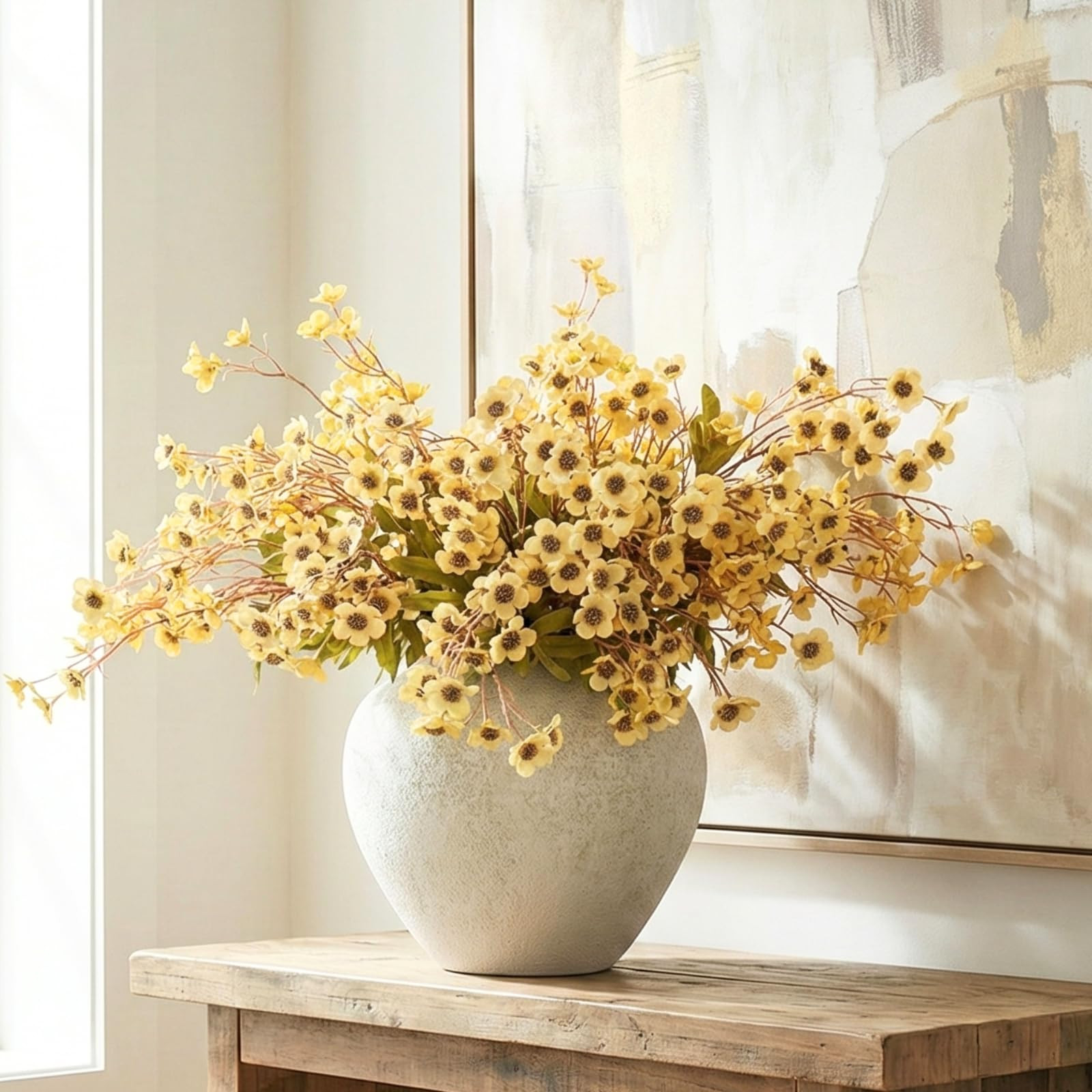 24pcs Faux Yellow Spring flowers With Stems, 23" Realistic Wildflowers Artificial Long Floral for... | Amazon (US)