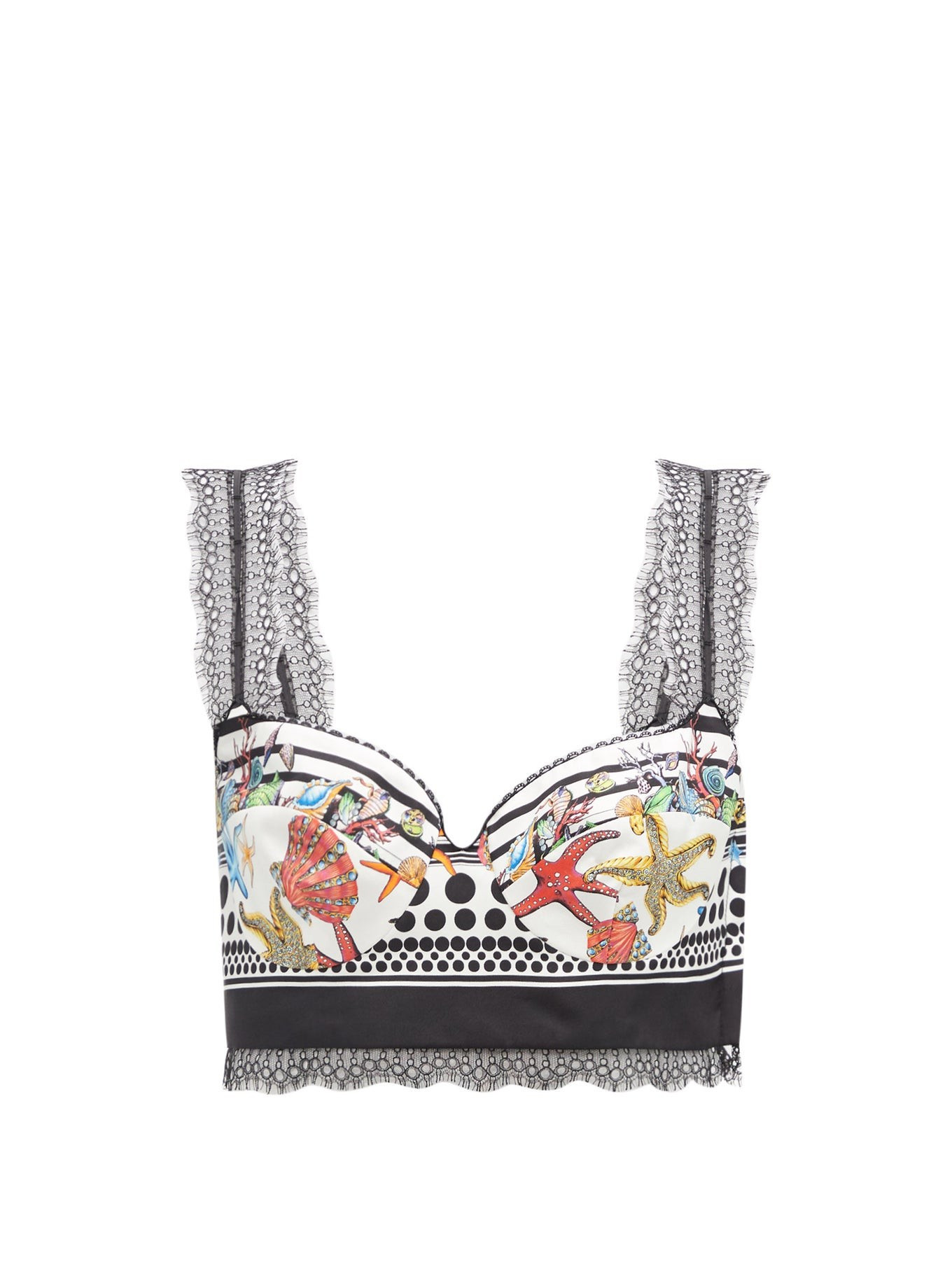 Trésor de la Mer-print silk bustier cropped top | Versace | Matches (US)