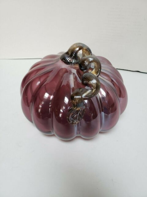 Decorative 10" Diameter Purple Glass Blown Pumpkin with Swirled Stem | eBay US