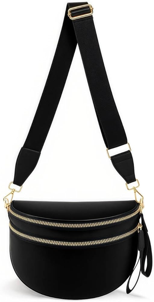URSKYTOUS Checkered Crossbody Bags for Women Nylon Bum Bag Spacious Trendy Fanny Pack Large Sling... | Amazon (US)