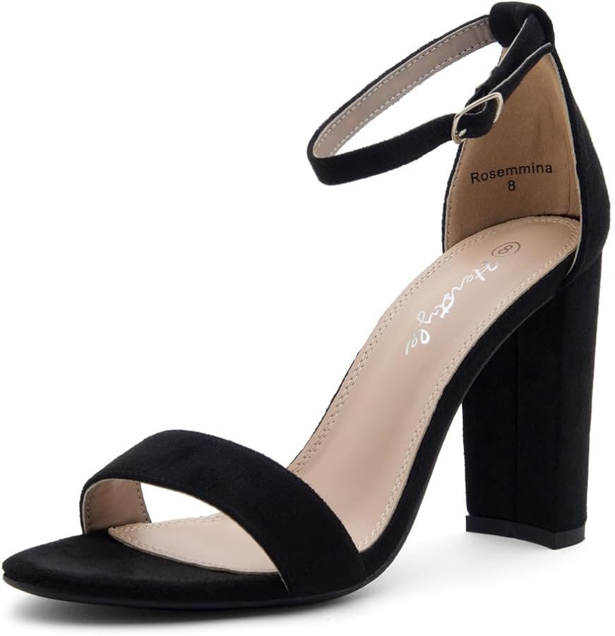 Herstyle Women's Chunky Block Heels Open Toe Ankle Strap Sandals | Amazon (US)