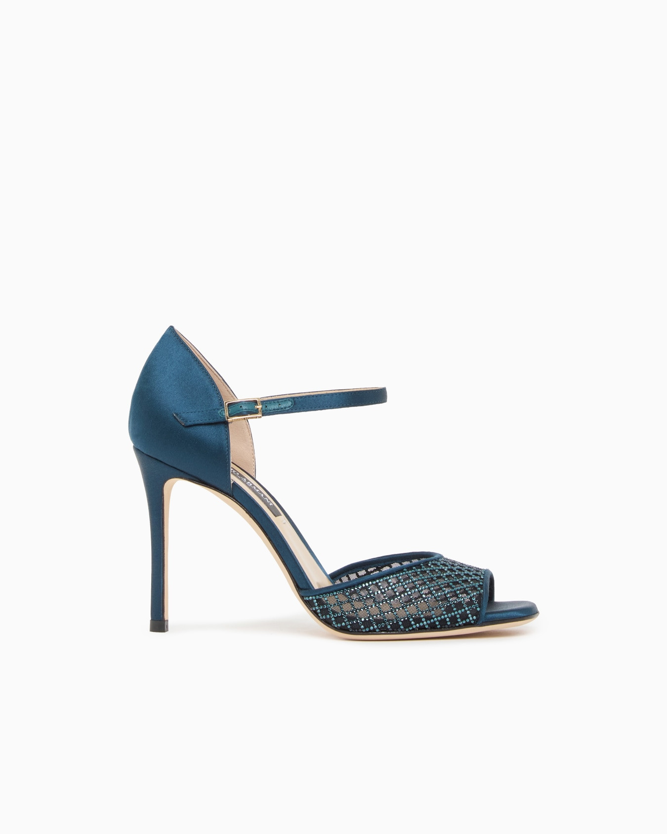 Satin and rhinestone heeled sandals | Armani US