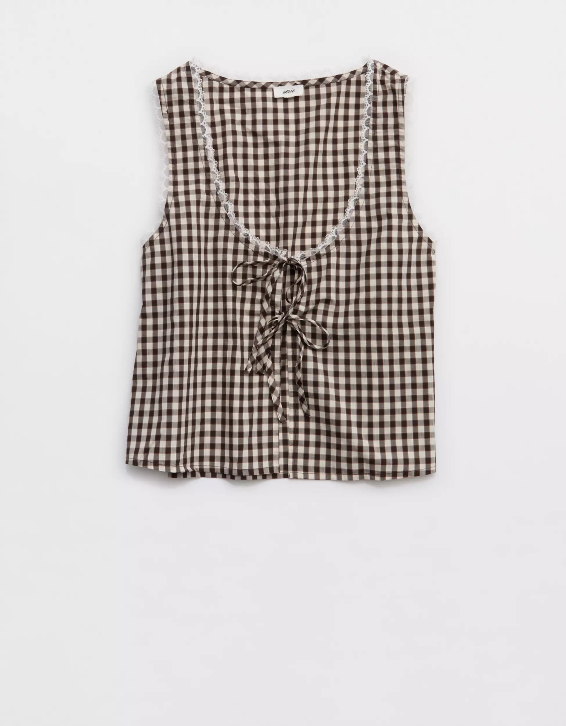 Aerie Off-Duty Poplin Tie Front Tank Top | Aerie