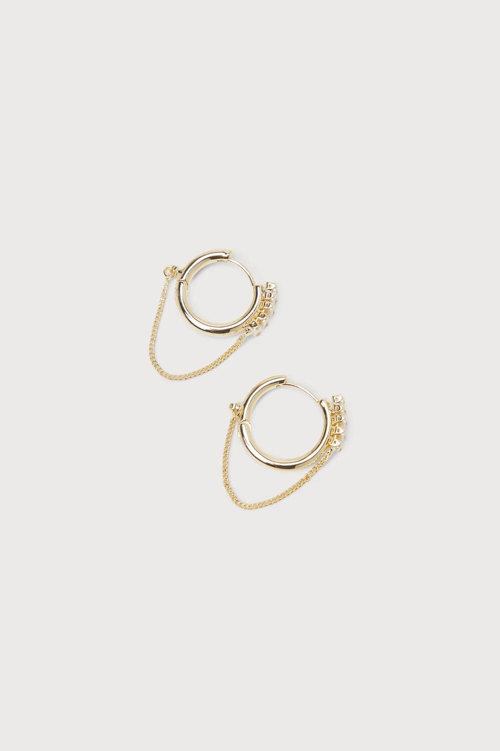 True Charisma Gold Baguette Rhinestone Chain Hoop Earrings | Lulus (US)