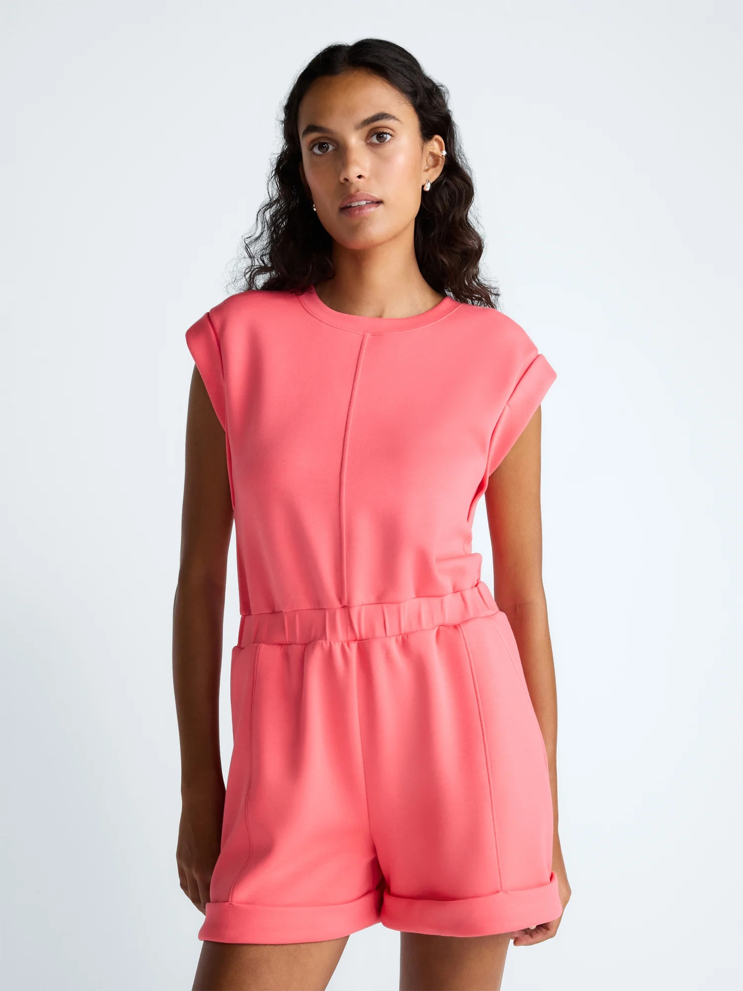 Scoop Women's and Women's Plus Scubaknit Crewneck Romper, Sizes XS-4X | Walmart (US)