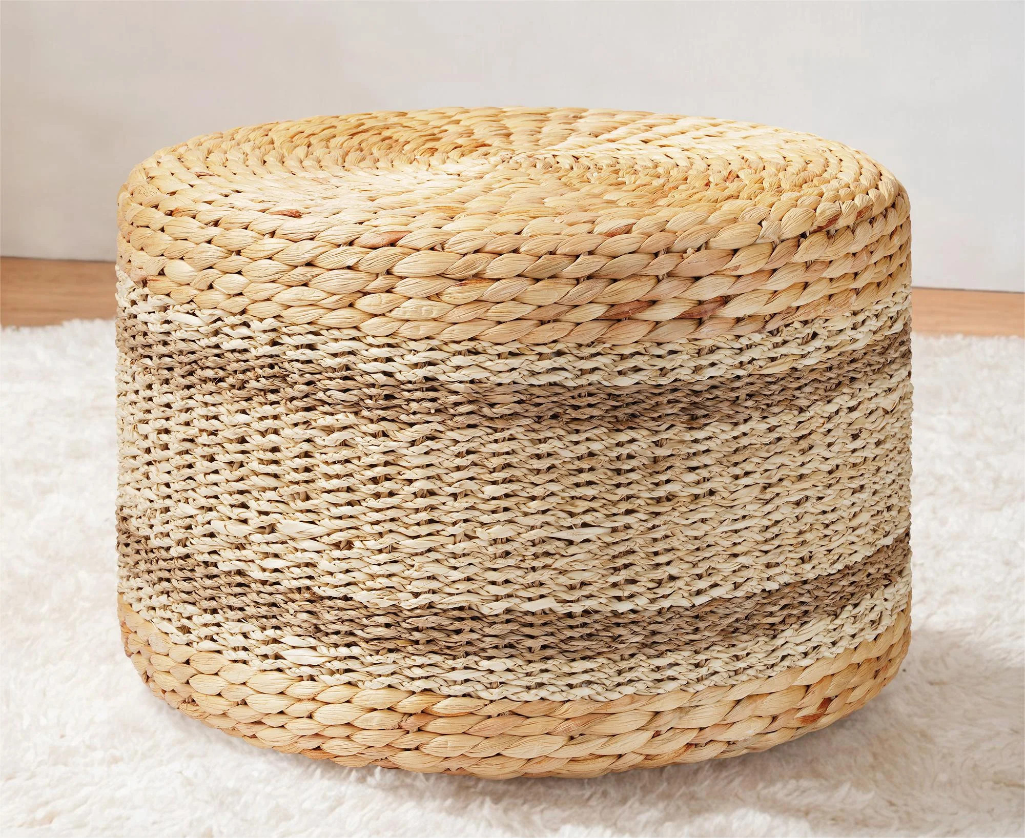 TrumanPick Seagrass Pouf Ottoman 18"x12", Accent Boho Footstool for Indoor Outdoor, Natural | Walmart (US)