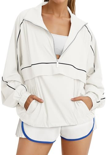 Fisoew Quarter Zip Pullover Women UPF 50+ Lightweight Windbreaker Jacket Running Hiking Outdoor P... | Amazon (US)
