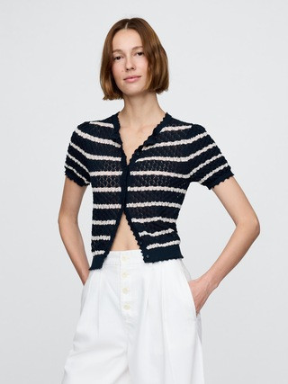 Gap × DÔEN Linen-Blend Pointelle Cardigan | Gap (US)