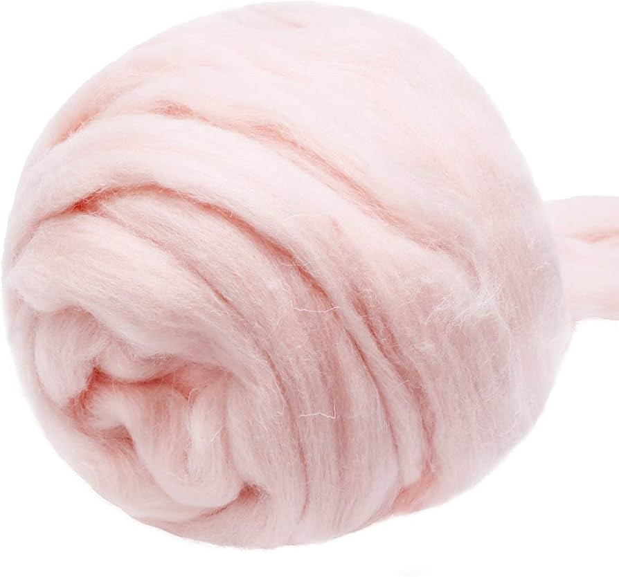 3.53oz Wool Roving Yarn, Fiber Roving Wool Top, Wool Felting Supplies, Pure Wool, Chunky Yarn, Sp... | Amazon (US)