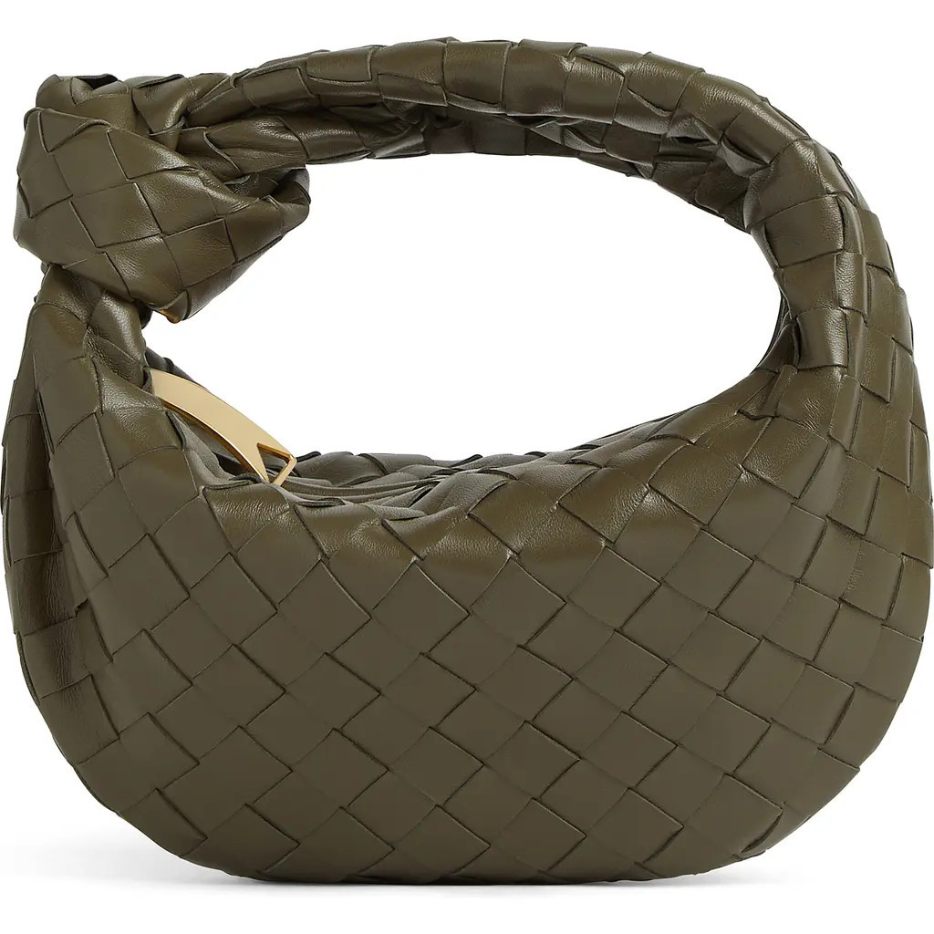 Bottega Veneta Mini Jodie Intrecciato Leather Top Handle Bag in 3228 Cypress-Gold at Nordstrom | Nordstrom