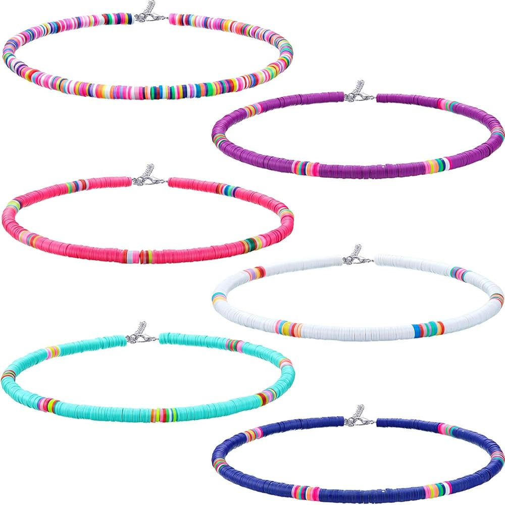 Hicarer 6 Pieces Seed Bead Choker Necklace Bohemian Surfer Boho Beads Choker Necklace Colorful He... | Amazon (US)