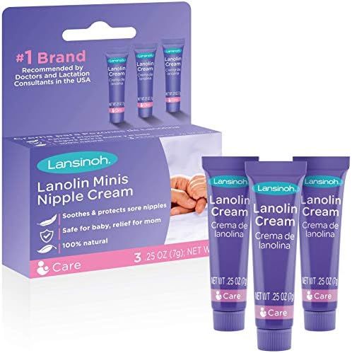 Lansinoh Lanolin Nipple Cream for Breastfeeding, 3 Mini Tubes of 0.25 Ounces | Amazon (US)