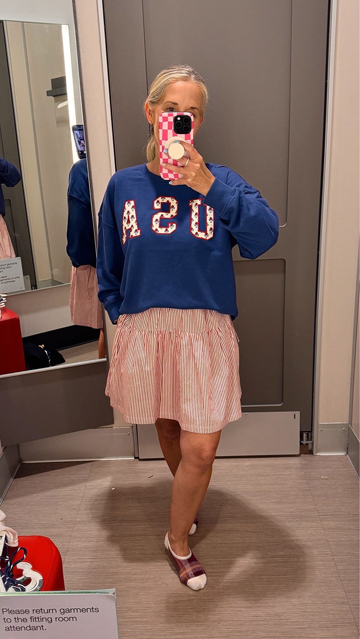 Went to Target for pasta… left with the cutest outfit instead. 🤭❤️💙

This patriotic sweatshirt dress combo is comfy, flattering, and perfect for summer BBQs, fireworks, lake days, and all the red, white & blue celebrations ahead. 🇺🇸✨

#LTKStyle #LTKFinds #LTKSeasonal #TargetStyle #TargetFashion #SummerStyle #PatrioticStyle #FourthOfJulyOutfit #CasualChic #EverydayStyle