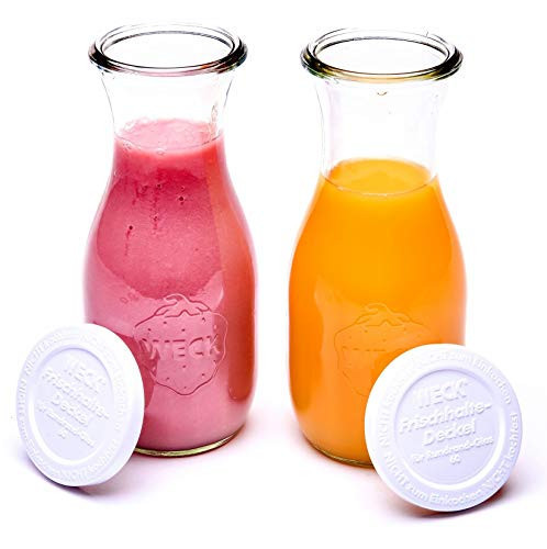 Weck Juice Jar - (2) 764 1/2-Liter jar with Rubber Rings, Steel Clamps, Glass Lids, & Keep Fresh Lids | Amazon (US)