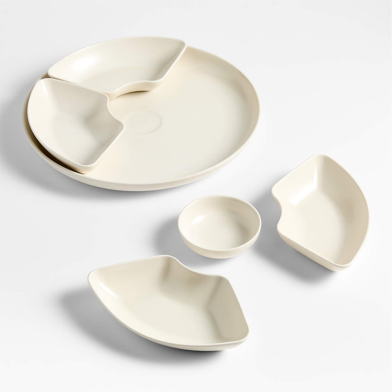 Mezze Ceramic Tapas Serving Round Modular Platter + Reviews | Crate & Barrel | Crate & Barrel