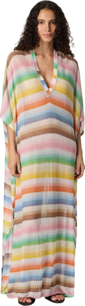 Long Caftan Cover-up With Dégradé Zigzag Motif | Nordstrom