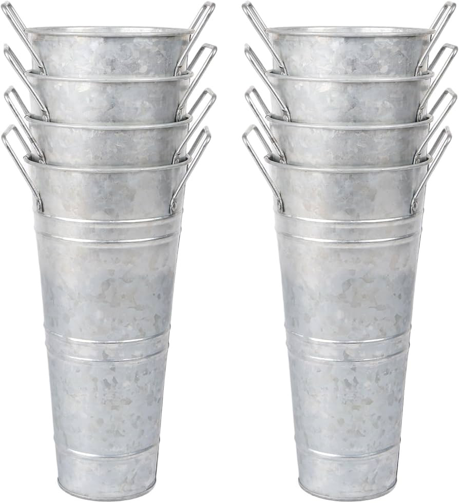 Nowdowin 8pcs 10inch Small Galvanized Flower Bucket,Small Metal Vases for Flowers,Metal Vase,Flow... | Amazon (US)