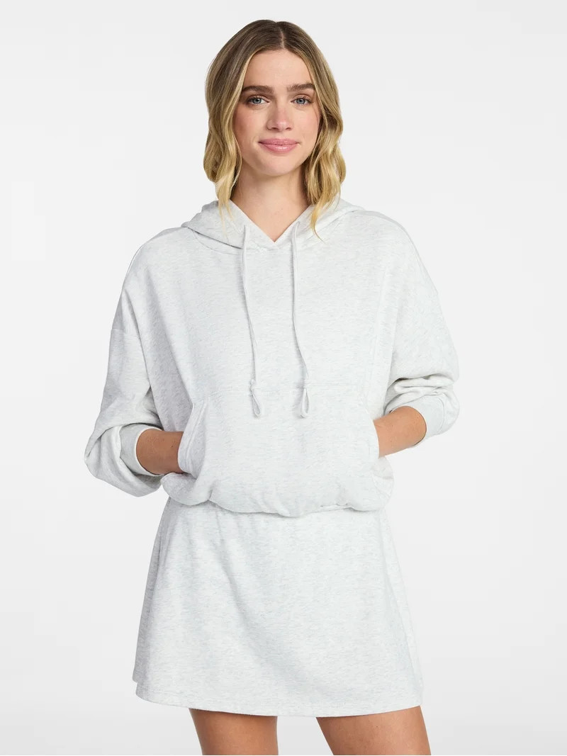 No Boundaries Bubble Hem Drawstring Hoodie, Women’s XXS-XXL | Walmart (US)