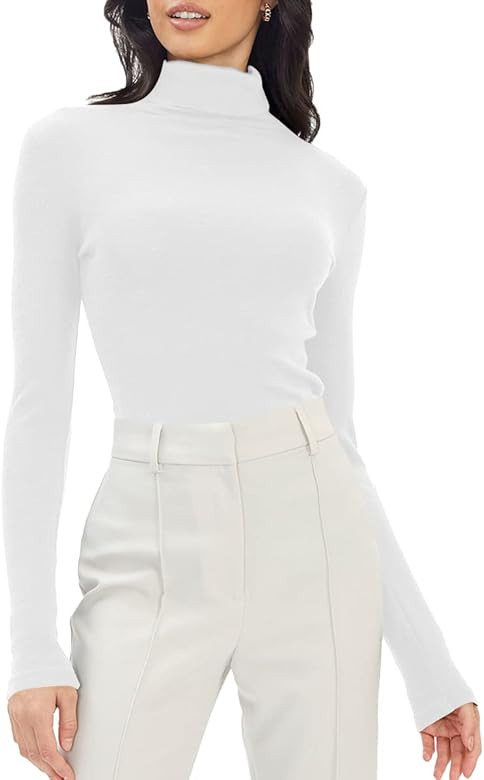 Trendy Queen Womens Mock Turtleneck Long Sleeve Shirts Fall Fashion Basic Layering Slim Fit Soft The | Amazon (US)