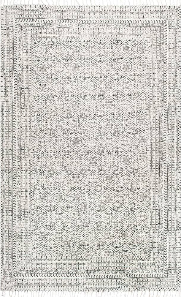 nuLOOM Niaran Flatweave Tribal Area Rug, 7' 6" x 9' 6", Ivory | Amazon (US)