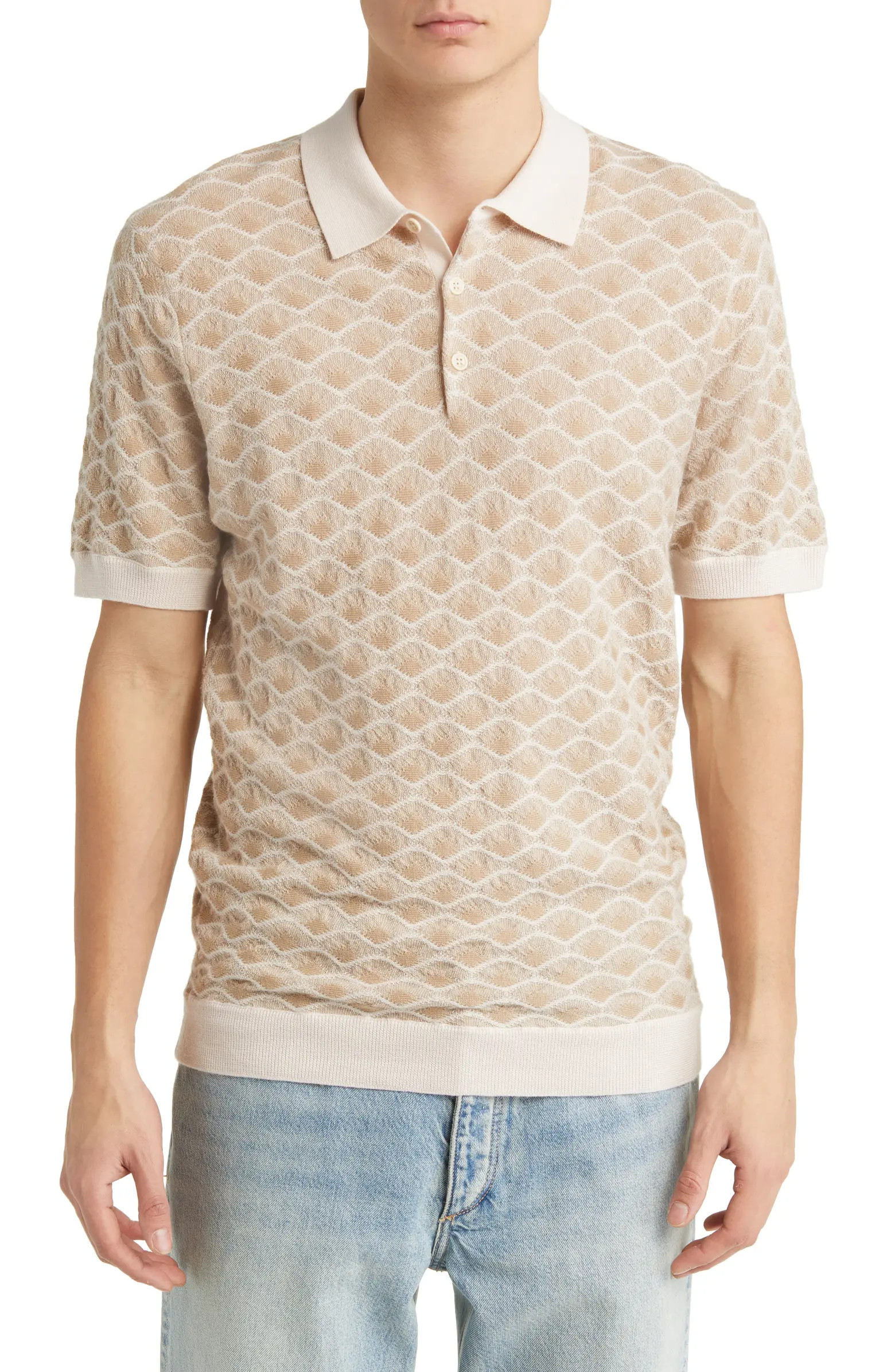 Wax London Sanza Geo Jacquard Wool Polo | Nordstrom | Nordstrom