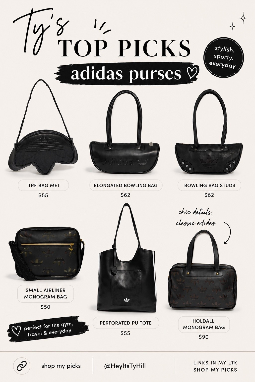 Note: If a link takes you to the adidas app homepage instead of the item, it’s a known issue Adidas is working on. In the meantime, try opening the link in Safari/browser or deleting the adidas app to shop instead. Thank y’all for being so patient! 🤍

🖤 These bags look so elevated and designer-inspired without the designer price tag. Whether you’re into the bowling bag trend, need an everyday tote, or want a cute crossbody, these are all worth a look. Linking every style in this post! ✨

#LTKTravel #LTKActive #LTKgrwm