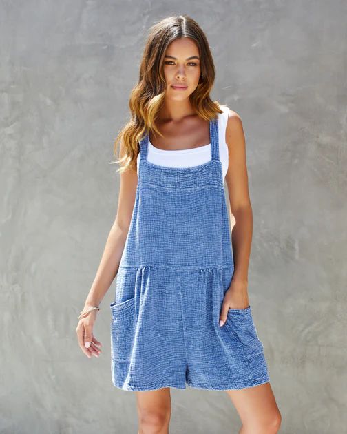 Sheridan Pocketed Mineral Wash Overalls - Blue | VICI Collection