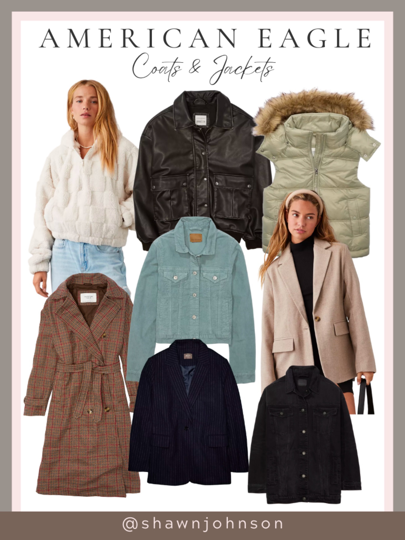 Stay warm and stylish this season with these cozy coats and jackets from American Eagle.

#AmericanEagle #CoatsAndJackets #StayWarm #WinterFashion #StylishOuterwear #ChillyWeather #FashionFaves #SeasonalStyle #OOTD #FashionInspo #Coats #Jackets #Outerwear



#LTKSeasonal #LTKstyletip #LTKSale