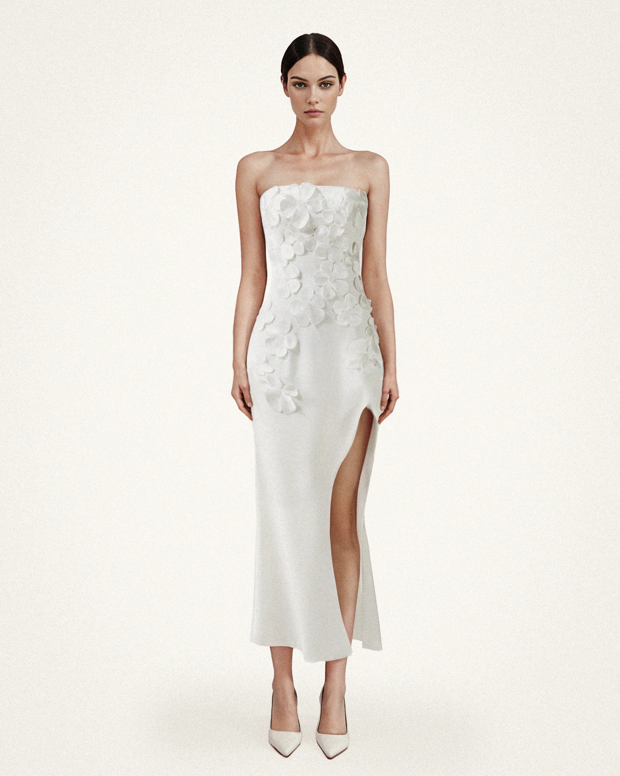 Floral Embroidered Long Dress - White | JW PEI US