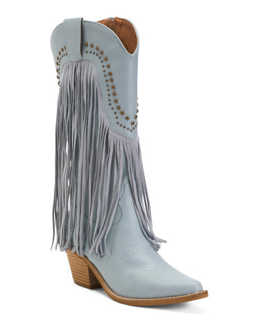 Adela Studded Fringe Cowboy Boots | TJ Maxx