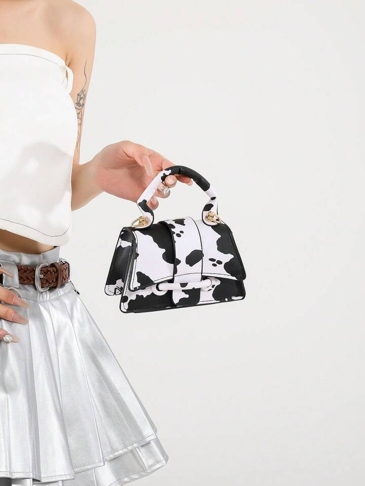 1pc Cow Print Handbag With Flap Cover, Women's Daily Shoulder Bag | SHEIN USA | SHEIN