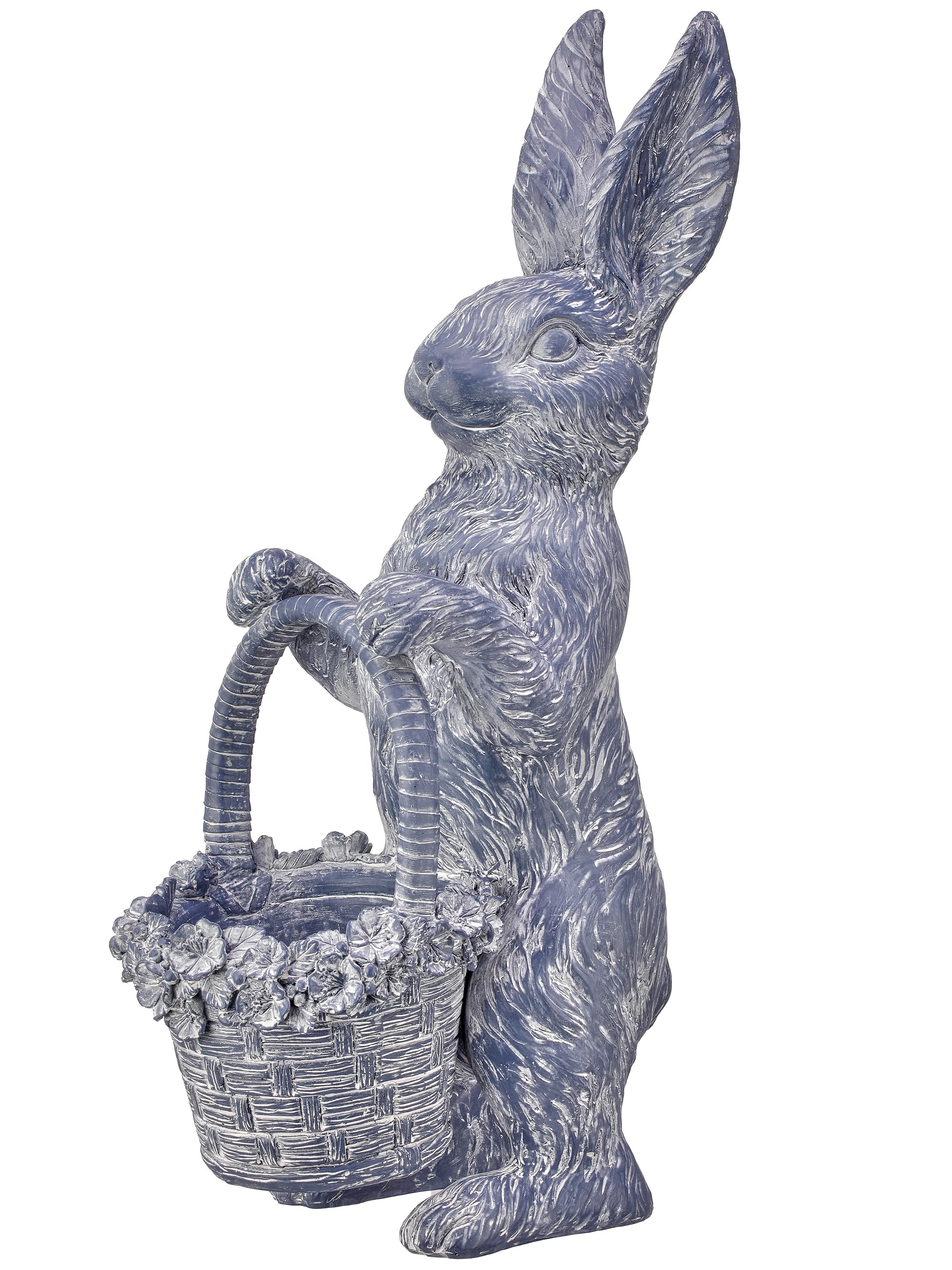 The Holiday Aisle® Resin Bunny With Floral Basket Planter 17.5" | Wayfair | Wayfair North America