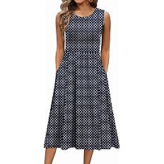 Zeagoo Women's Summer Tank Midi Dress with Pockets Floral Sleeveless A-Line Casual Loose T-Shirt ... | Amazon (US)