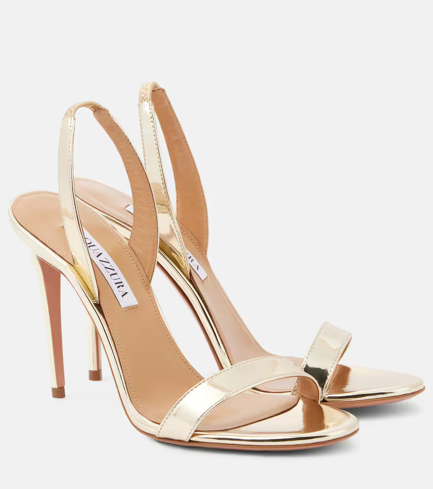 Aquazzura So Nude 105 metallic leather sandals | Mytheresa (UK)
