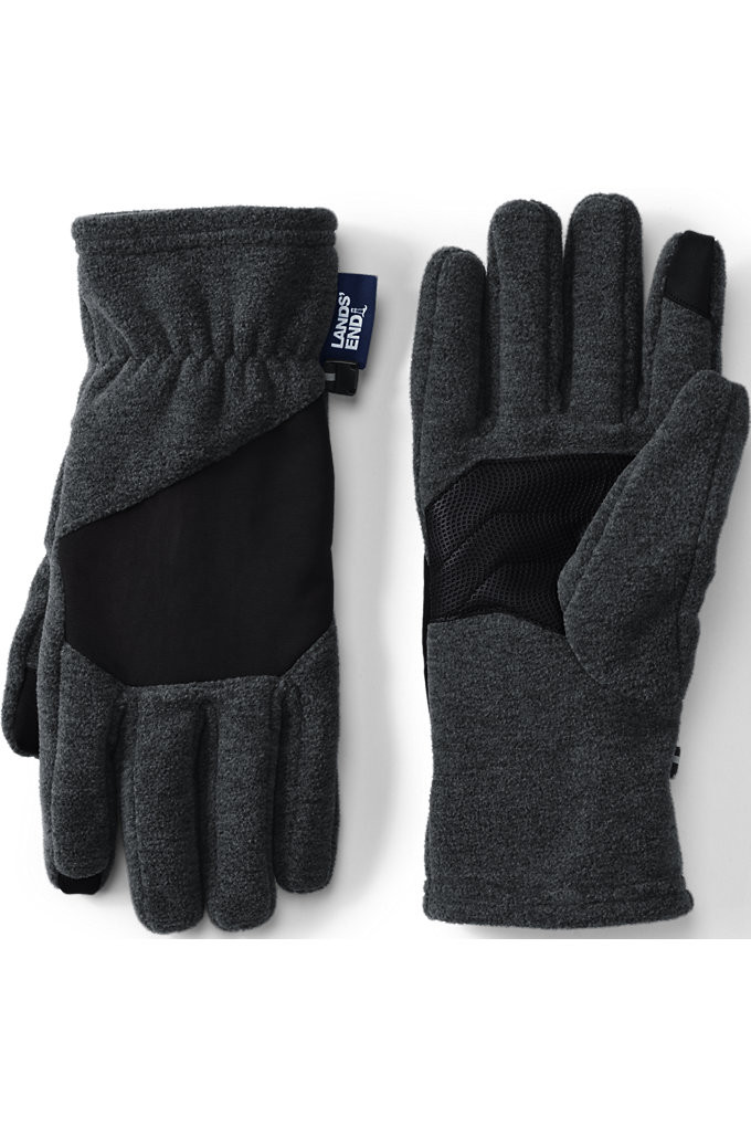 Men's T200 Fleece EZ Touch Gloves - Lands' End - Black - XL | Lands' End (US)