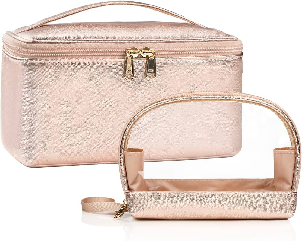 OCHEAL Makeup Bag Set of 2, Large Makeup Bag Organizer & Small Cosmetic Bag Multifunctional Make ... | Amazon (US)